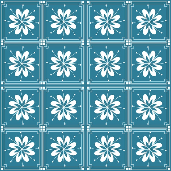 Floral Pattern Dark Teal Blue