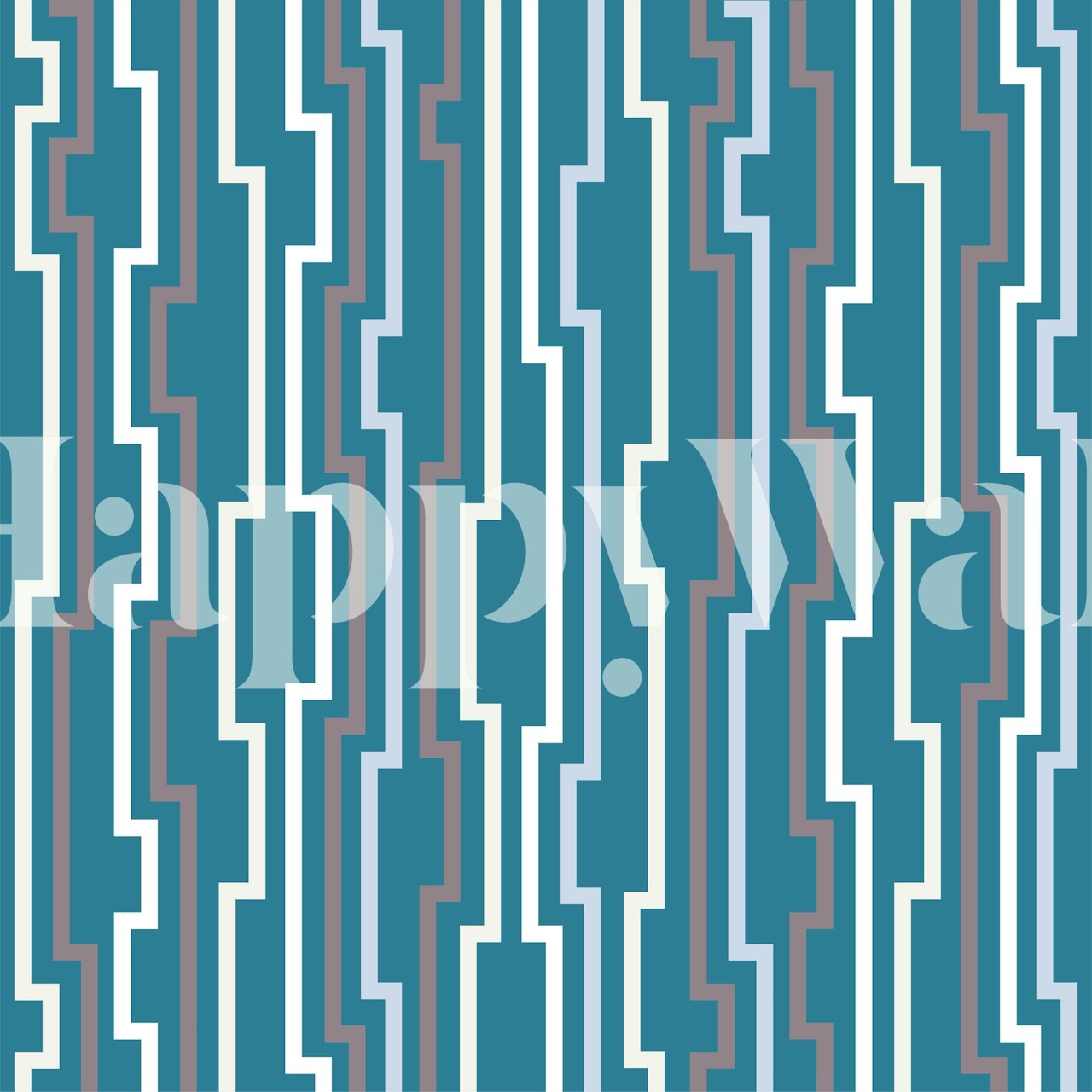 Teal blue and green striped geometric wallpaper