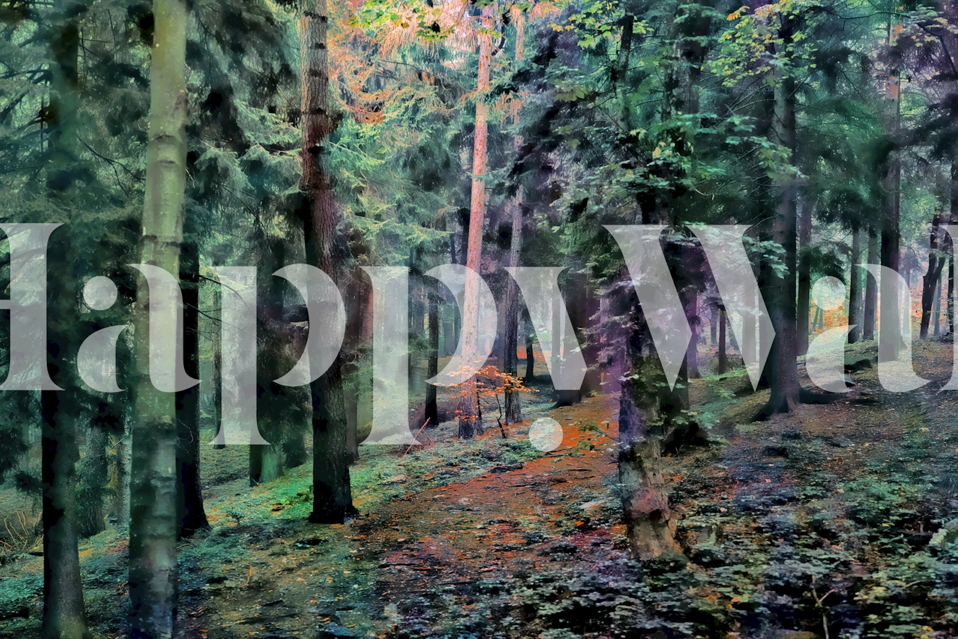 Forest Walk wallpaper design in a room