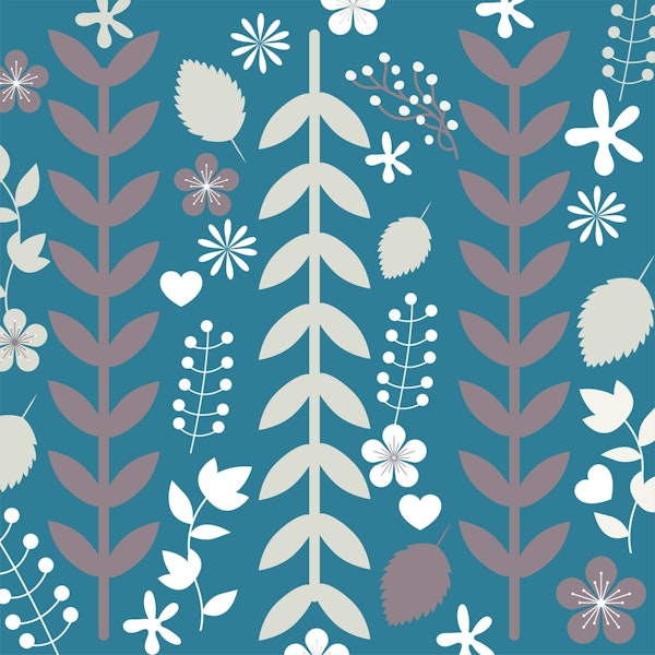 Minimal Teal Grey Flower Leaf