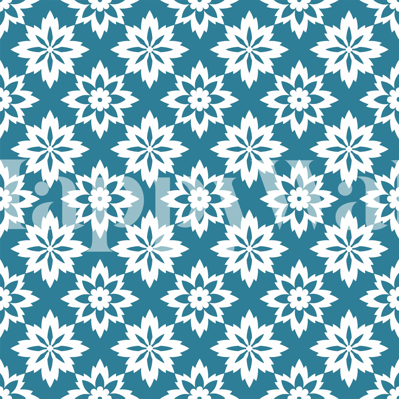 Abstract flower pattern wallpaper in a room