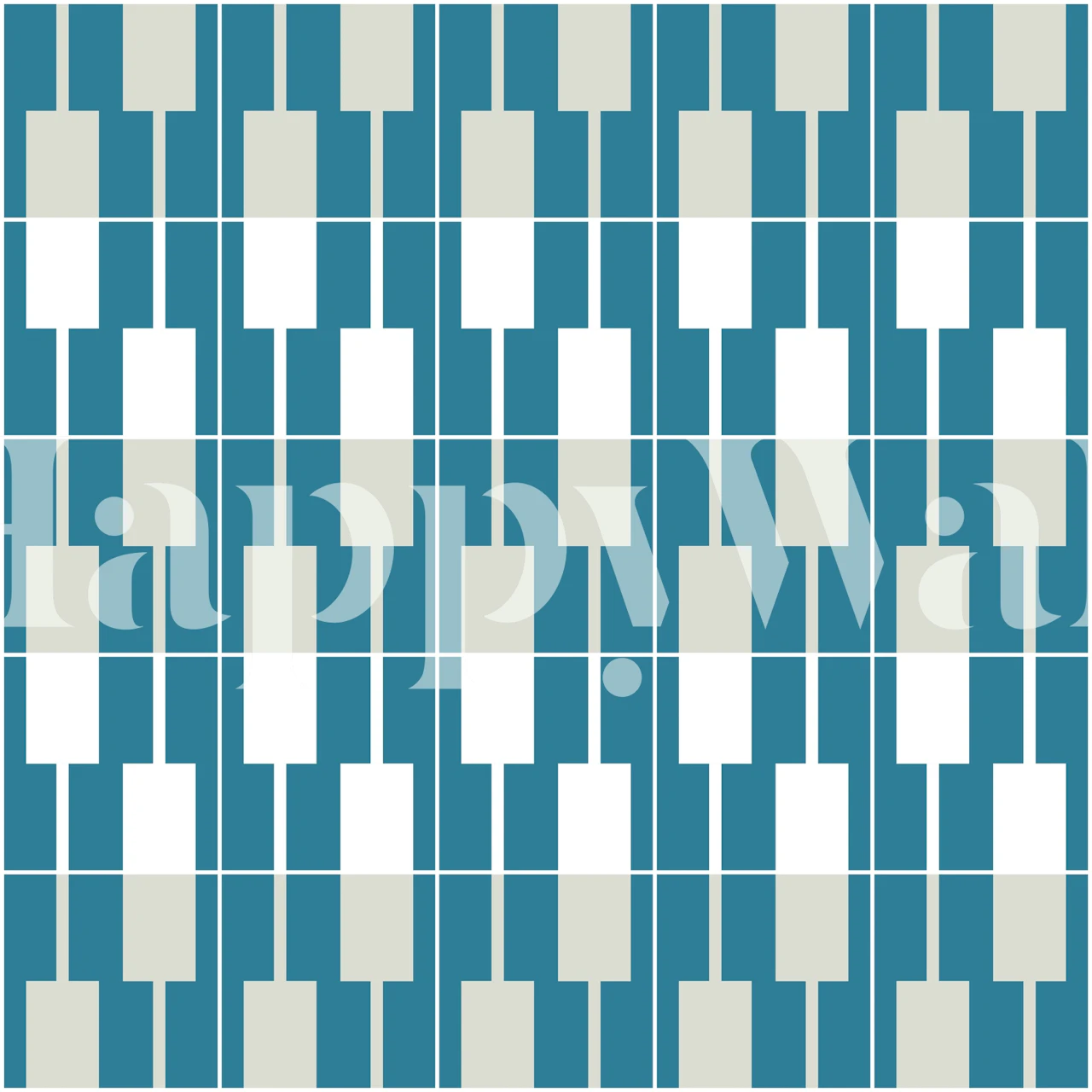 Geometric Rectangles Sage Teal wallpaper in a room