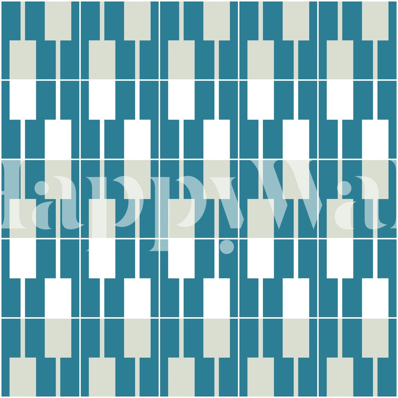 Geometric Rectangles Sage Teal tapet i ett rum