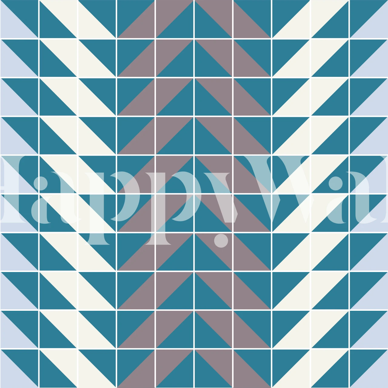 Teal and taupe triangular geometric pattern wallpaper