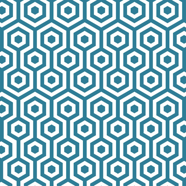 Teal White Hexagon Pattern
