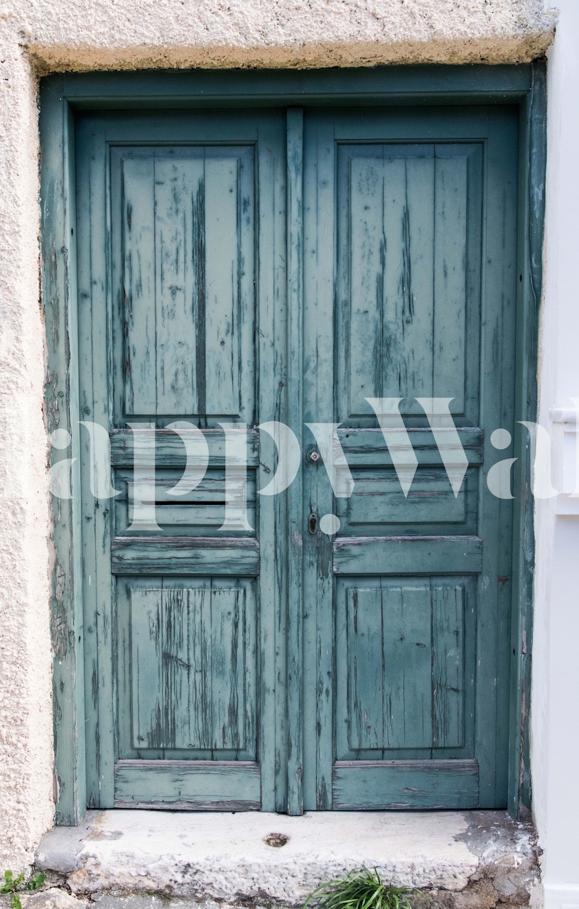 Blue Greek door wallpaper for interior decor