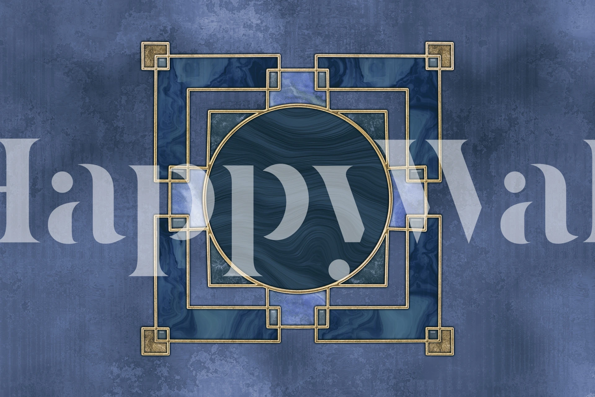 Navy and gold geometric pattern Art Deco wallpaper