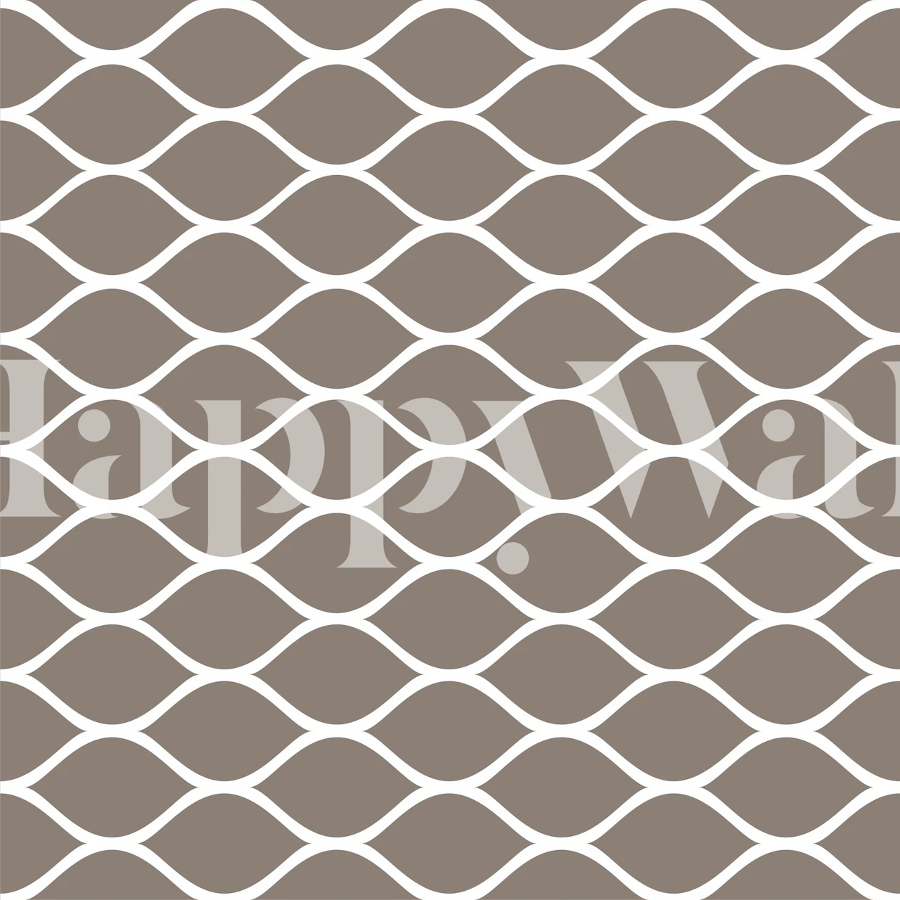 Minimal Taupe White Ogee Grid wallpaper in a room