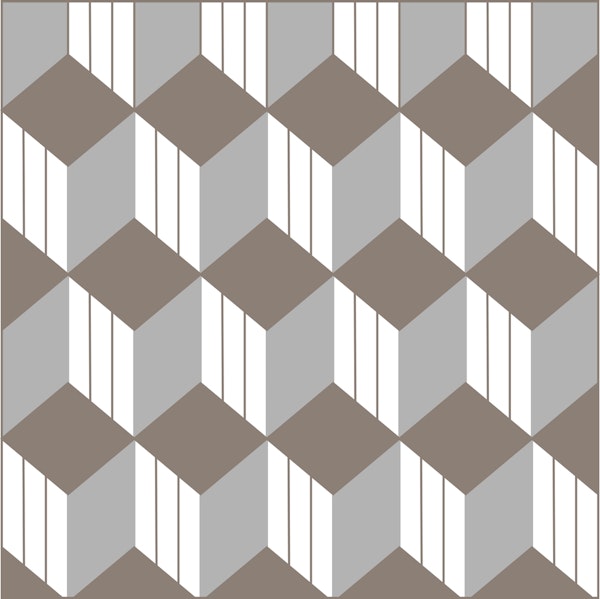 Retro Mod Geometric Taupe Cube
