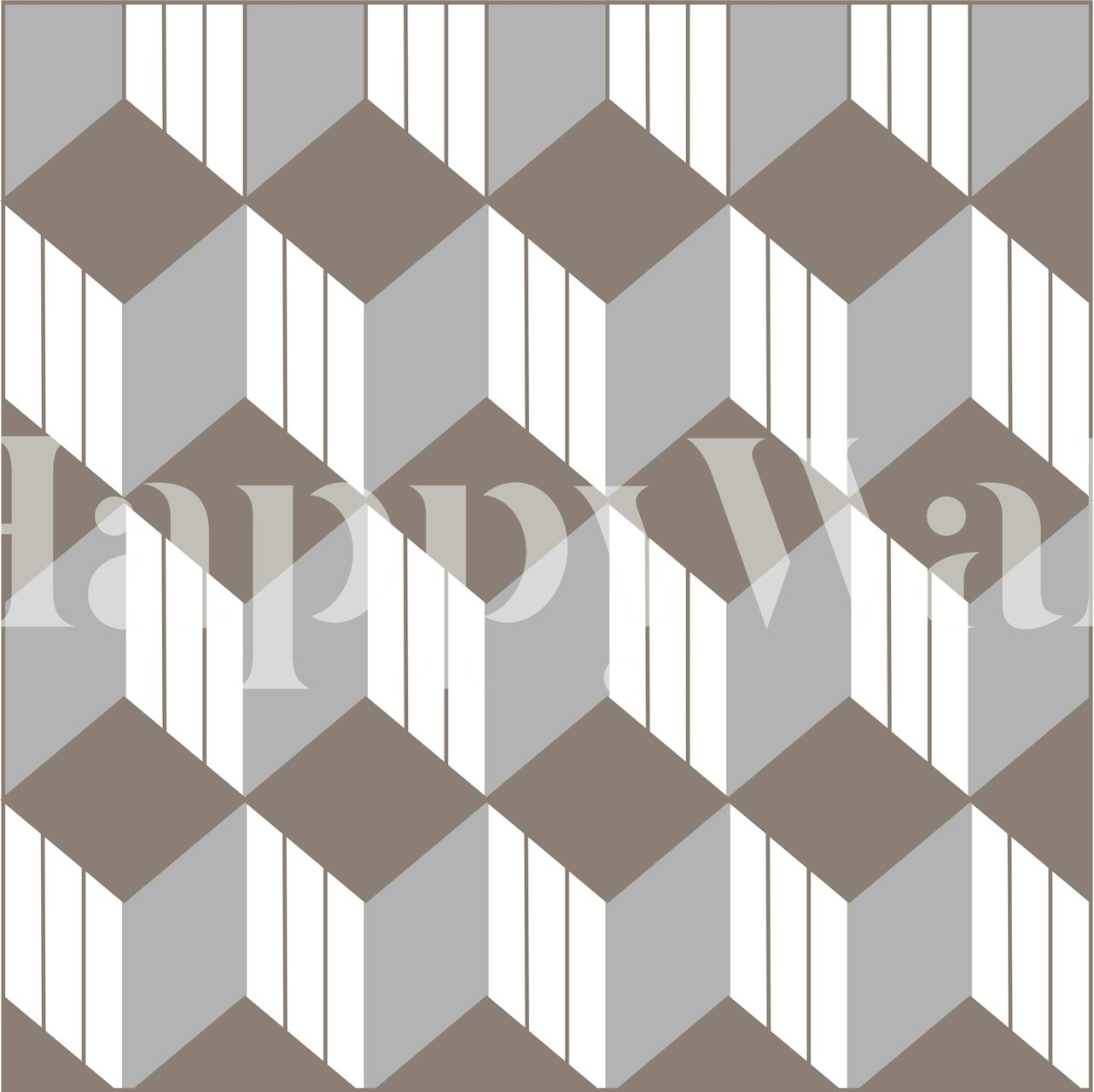 Retro Mod Geometric Taupe Cube tapet i rommet