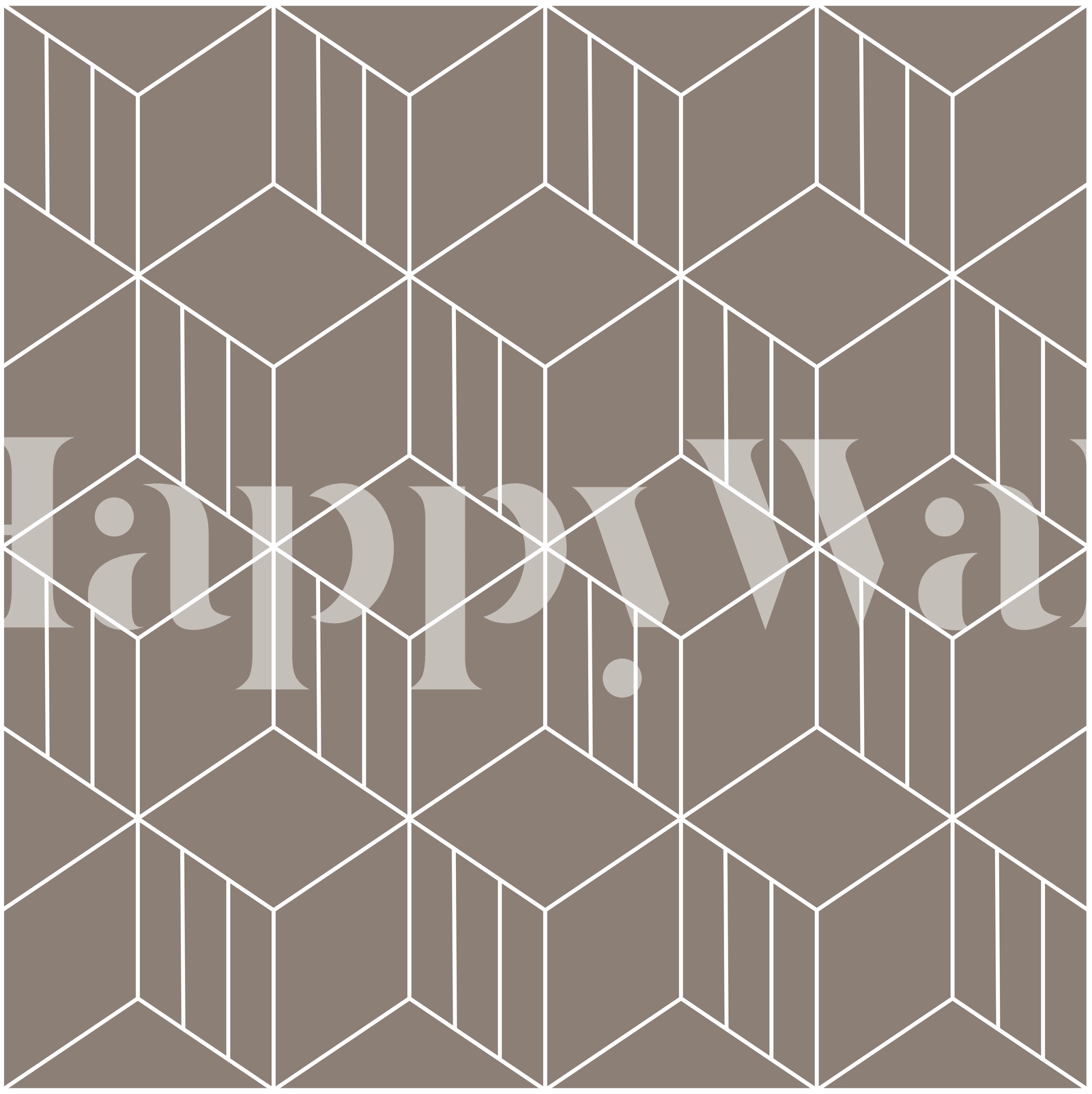 Geometric Cubes Latte Taupe Wallpaper Happywall