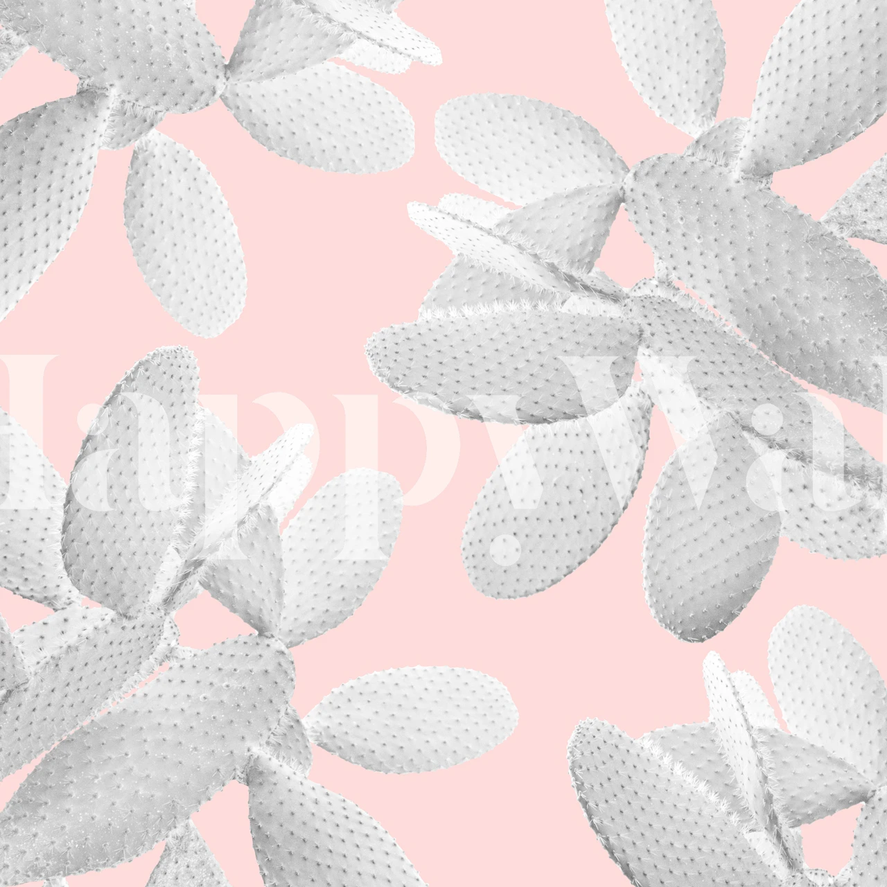 Chic bijele siluete kaktusa zidni mural na ružičasto ružičastoj pozadini