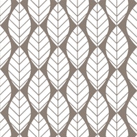 Retro mod Taupe White Leaves tapet