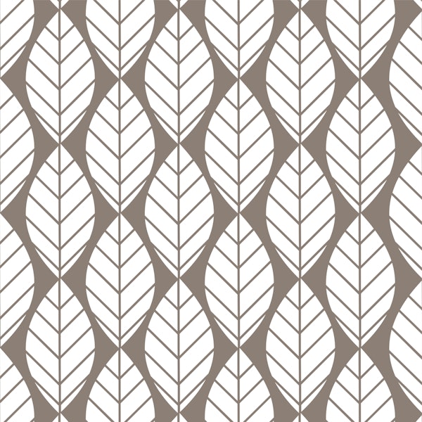 Retro mod Taupe White Leaves