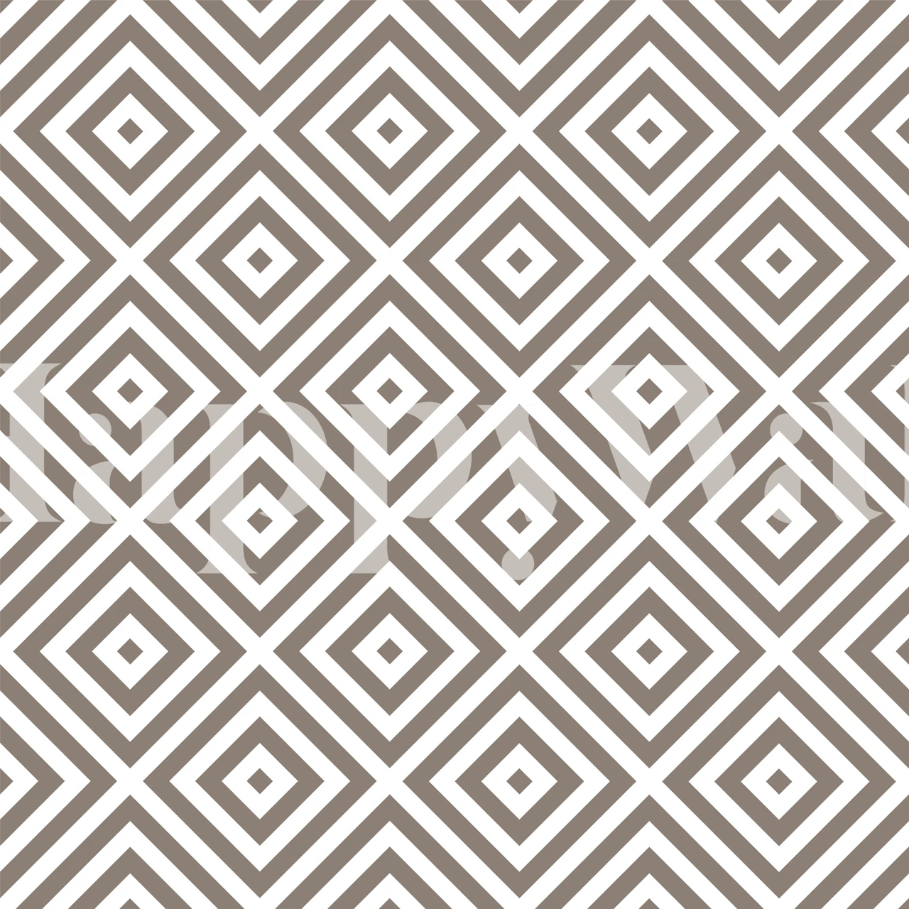 Taupe and white geometric diamond pattern wallpaper