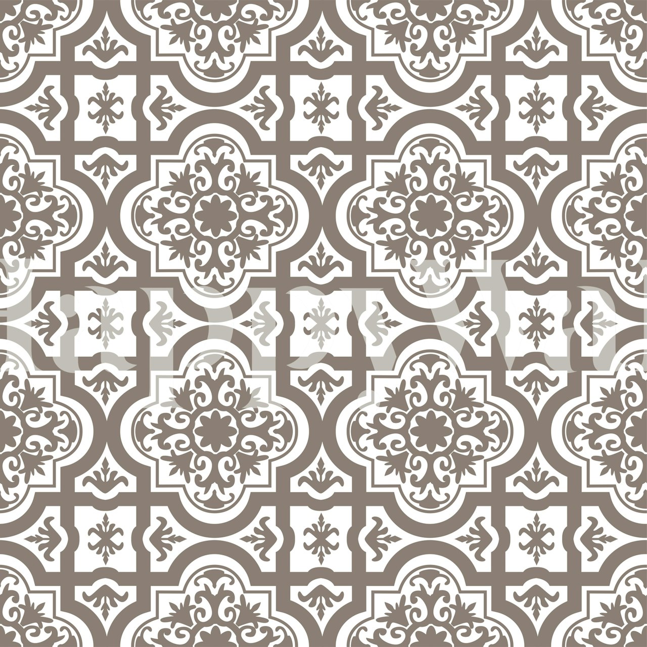 Mexican ornaments wallpaper in beige and white.