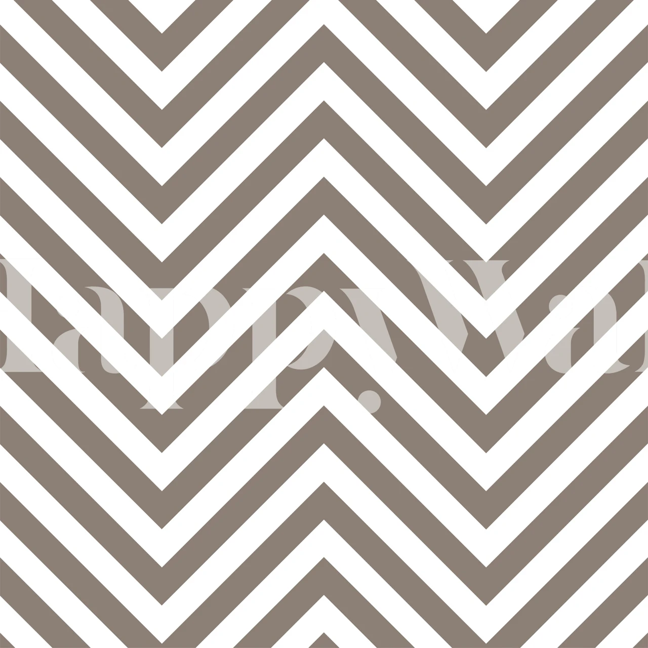 Taupe white chevron wallpaper en una habitación