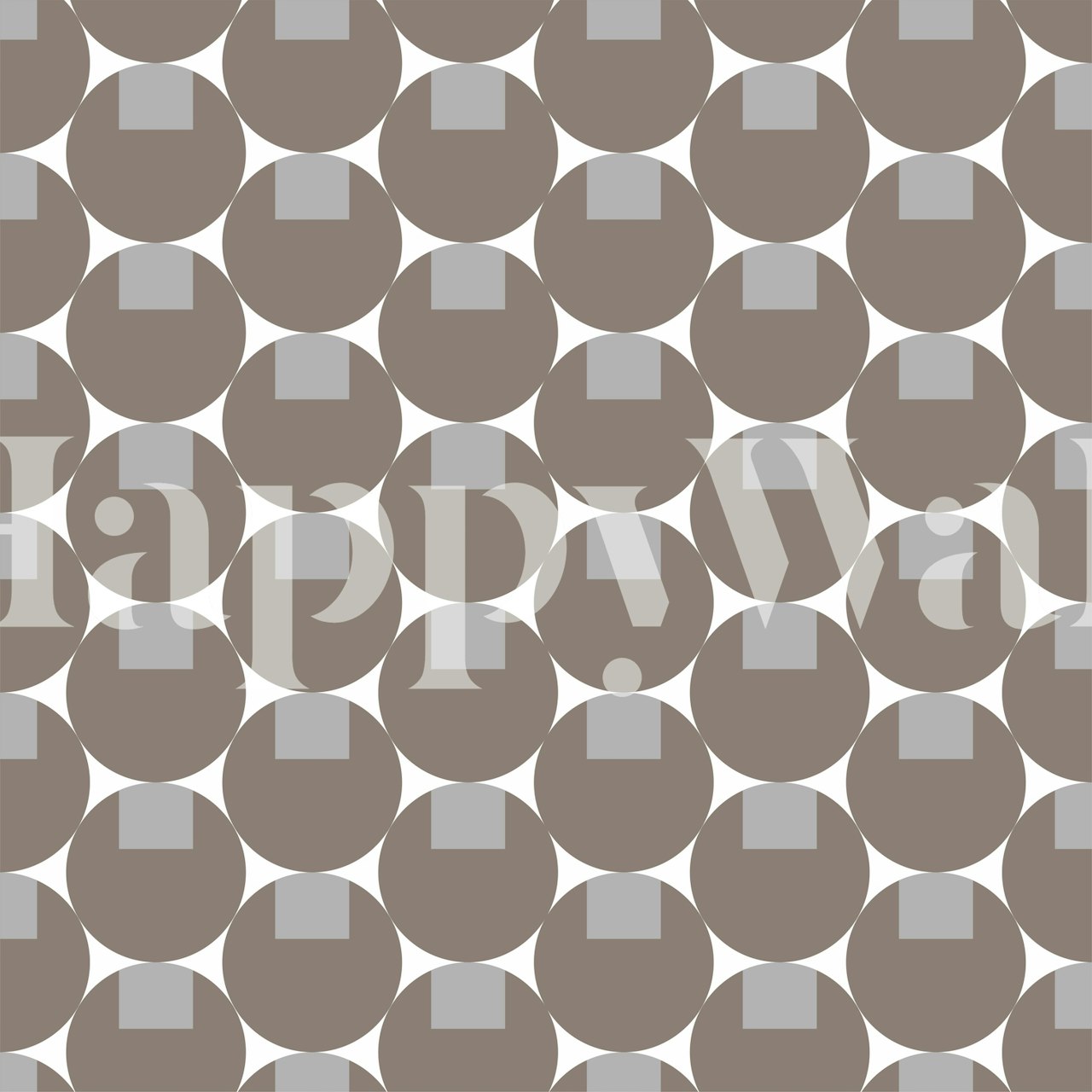 Retro Mod Taupe Circle Pattern Väggdekor