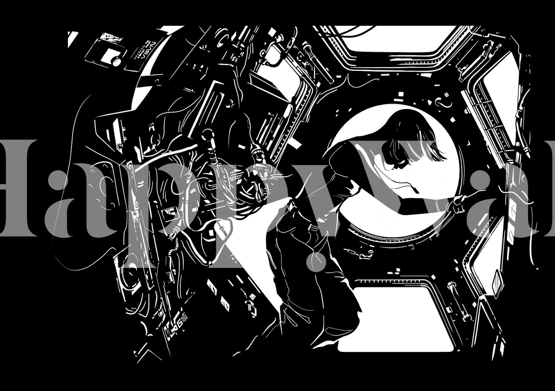 Space Station Girl tapet i et rum