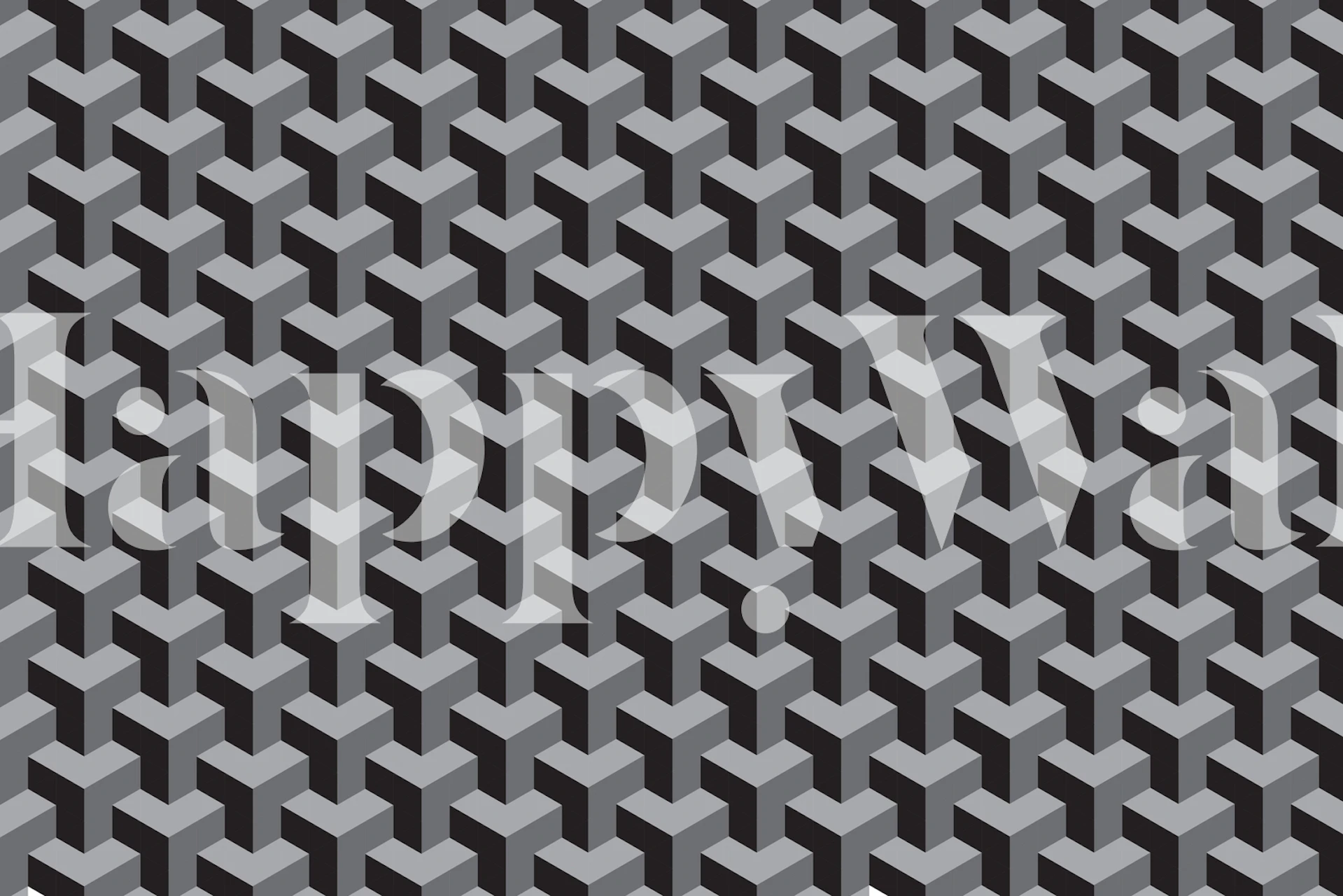 Geometric gray cube pattern wallpaper