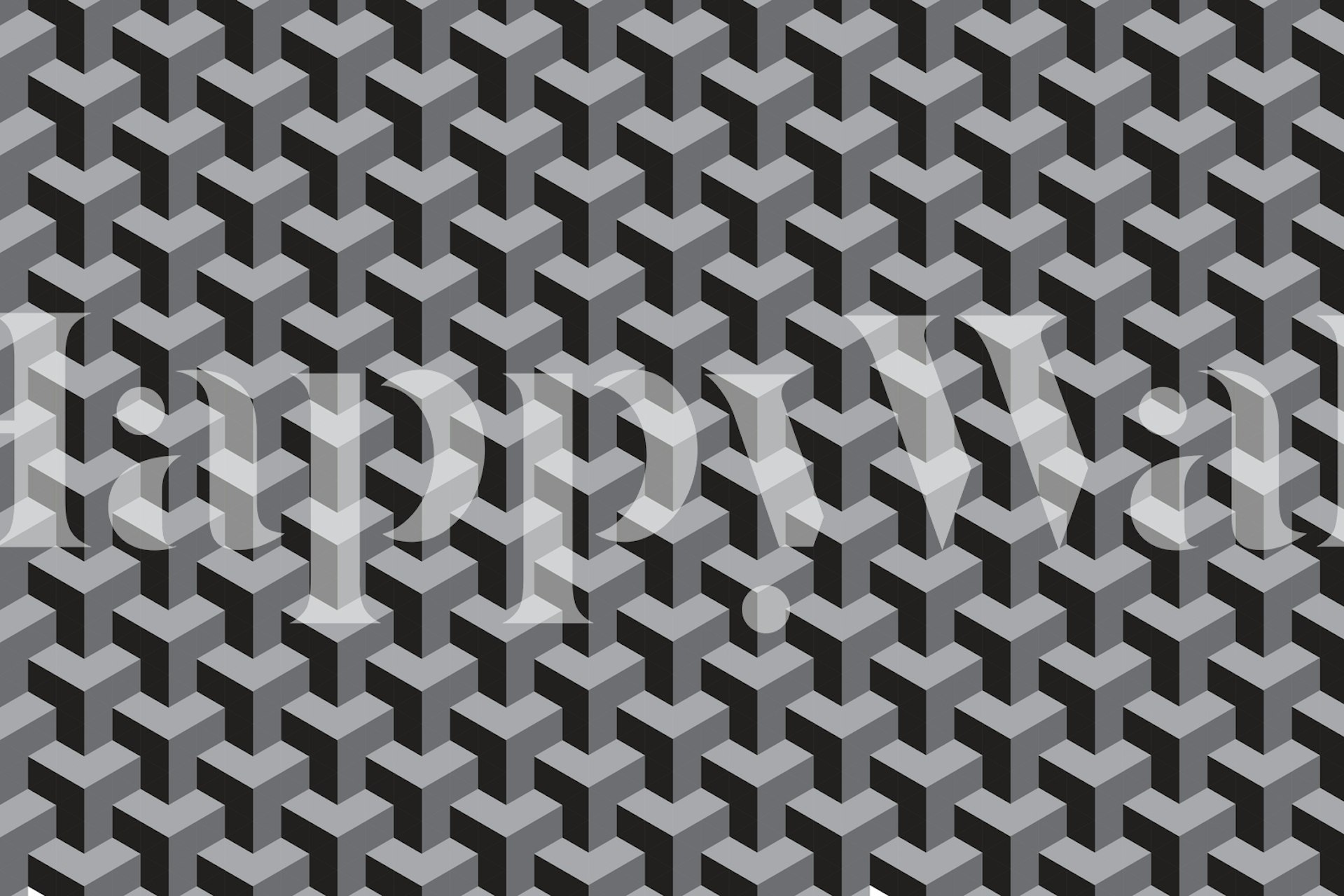 Geometric gray cube pattern wallpaper