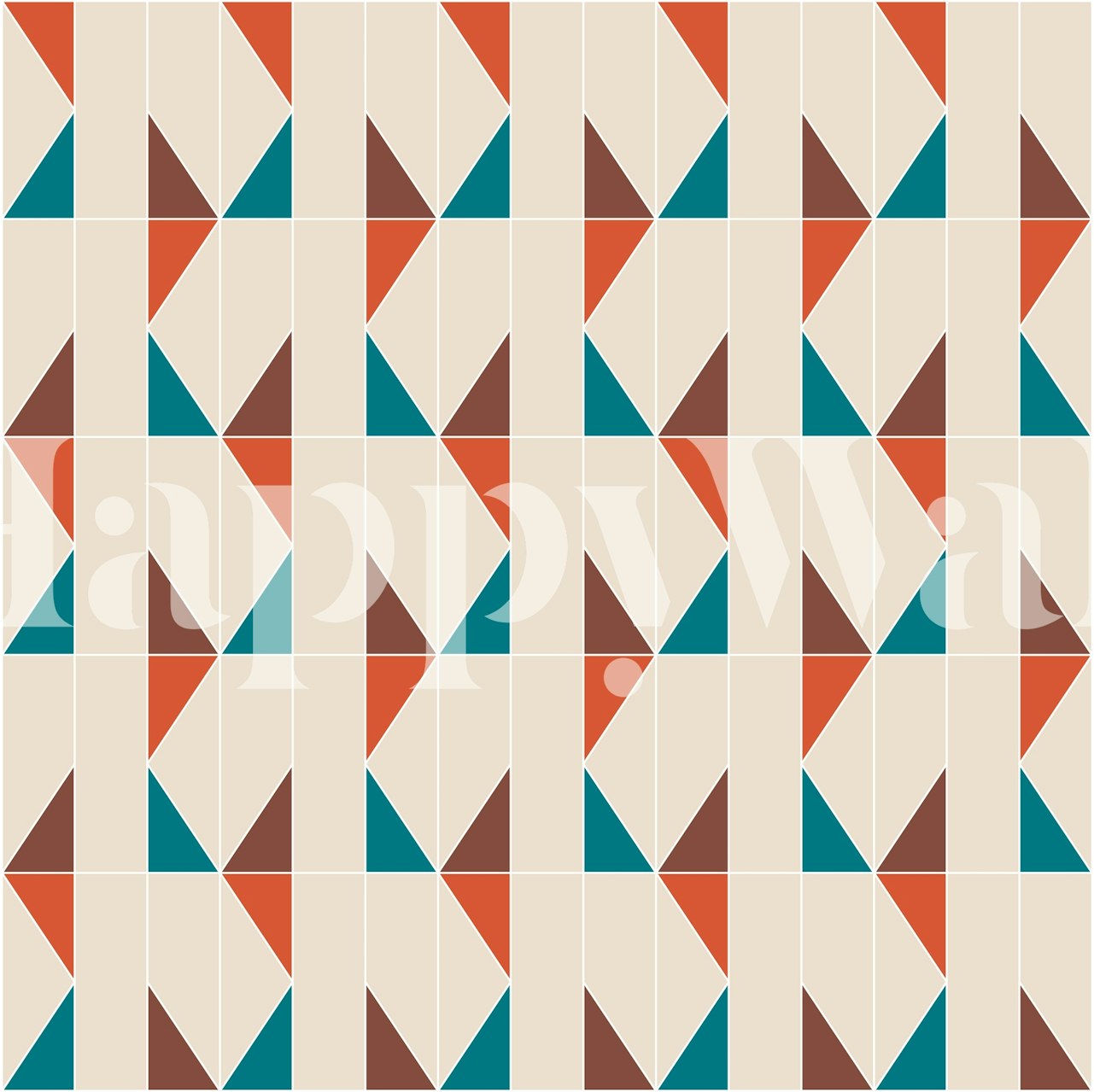 Triangle Egg Shell Rust Teal wallpaper in a room