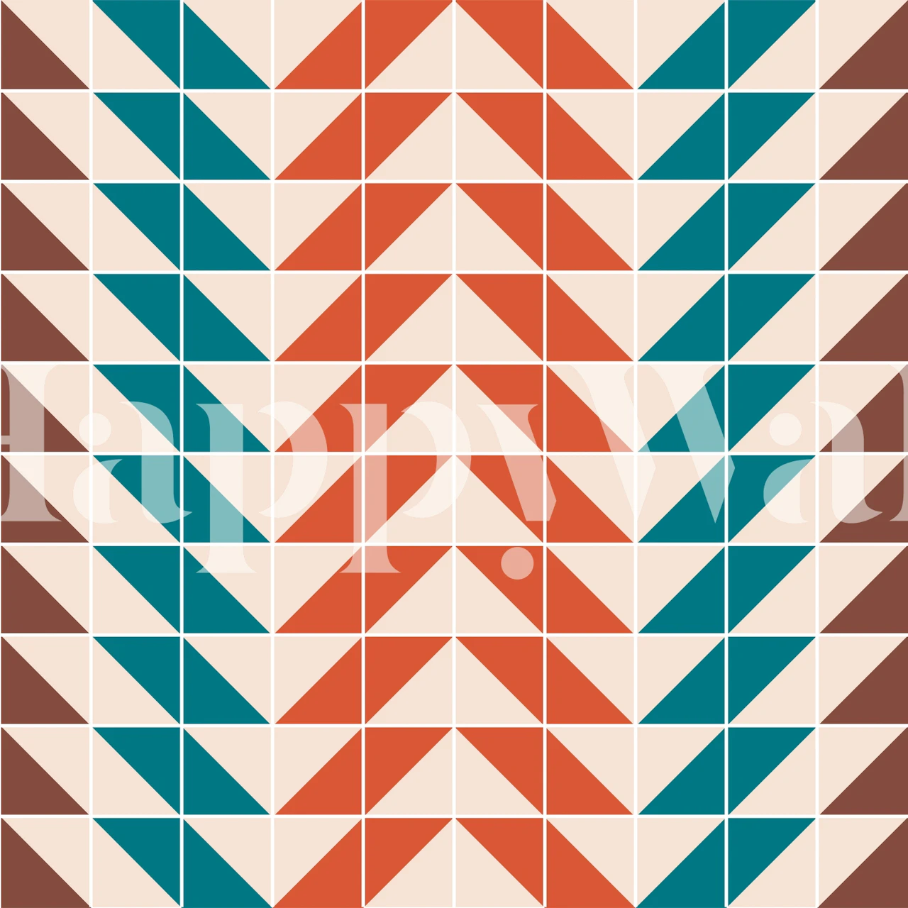 Geometric triangle pattern in orange, teal, and brown wallpaper