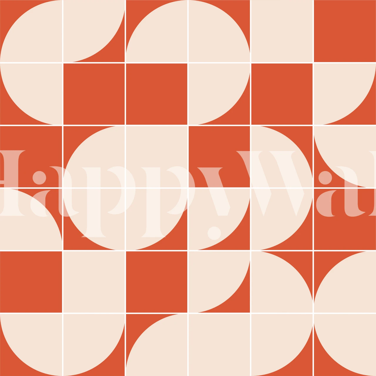 Ταπετσαρία Rust orange retro mod pattern σε δωμάτιο