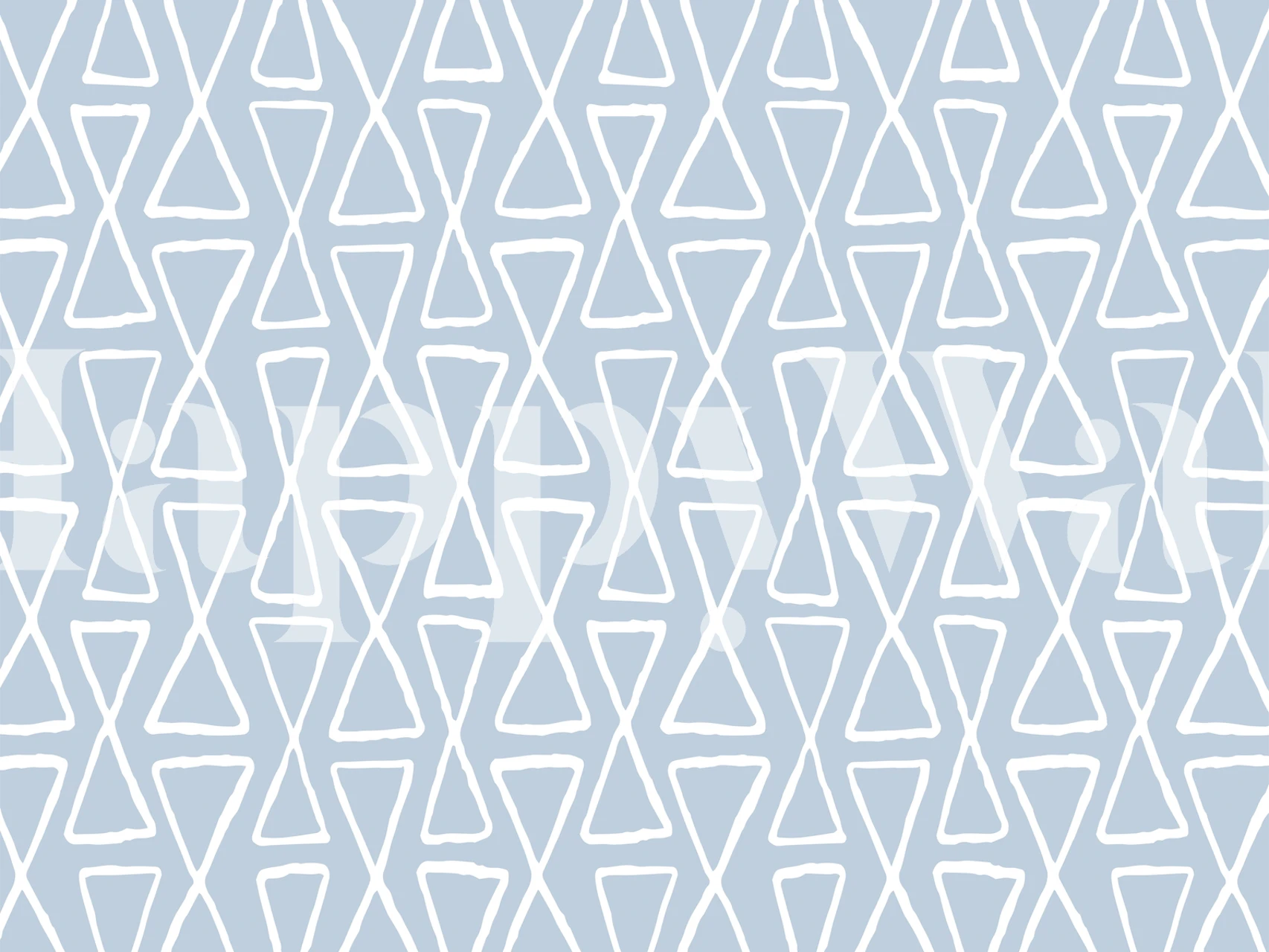 Geometric hourglass pattern in white on light blue wallpaper