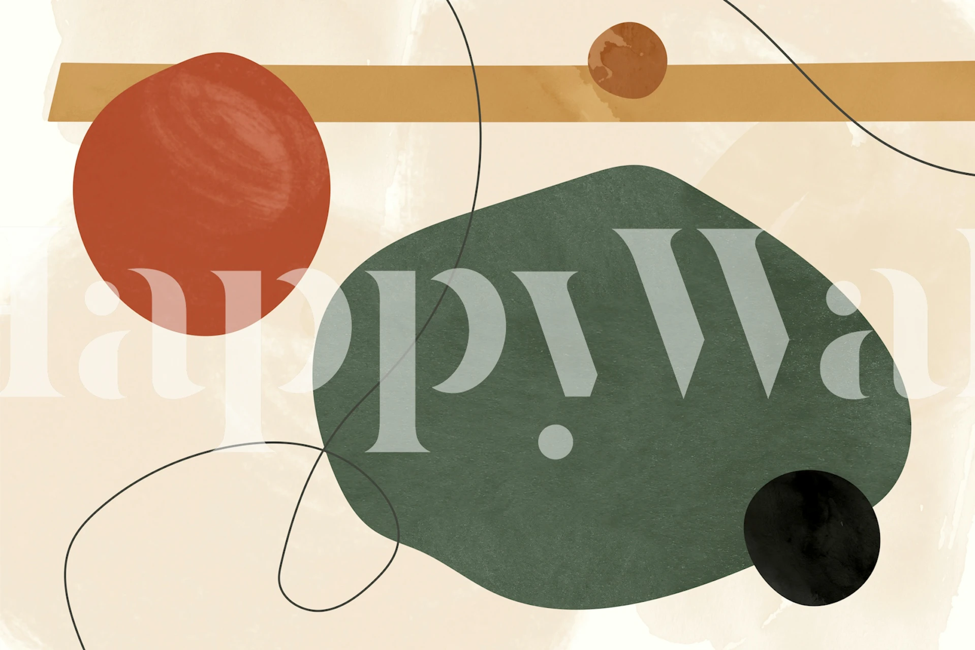 Abstract shapes in earthy tones on a light background wallpaper