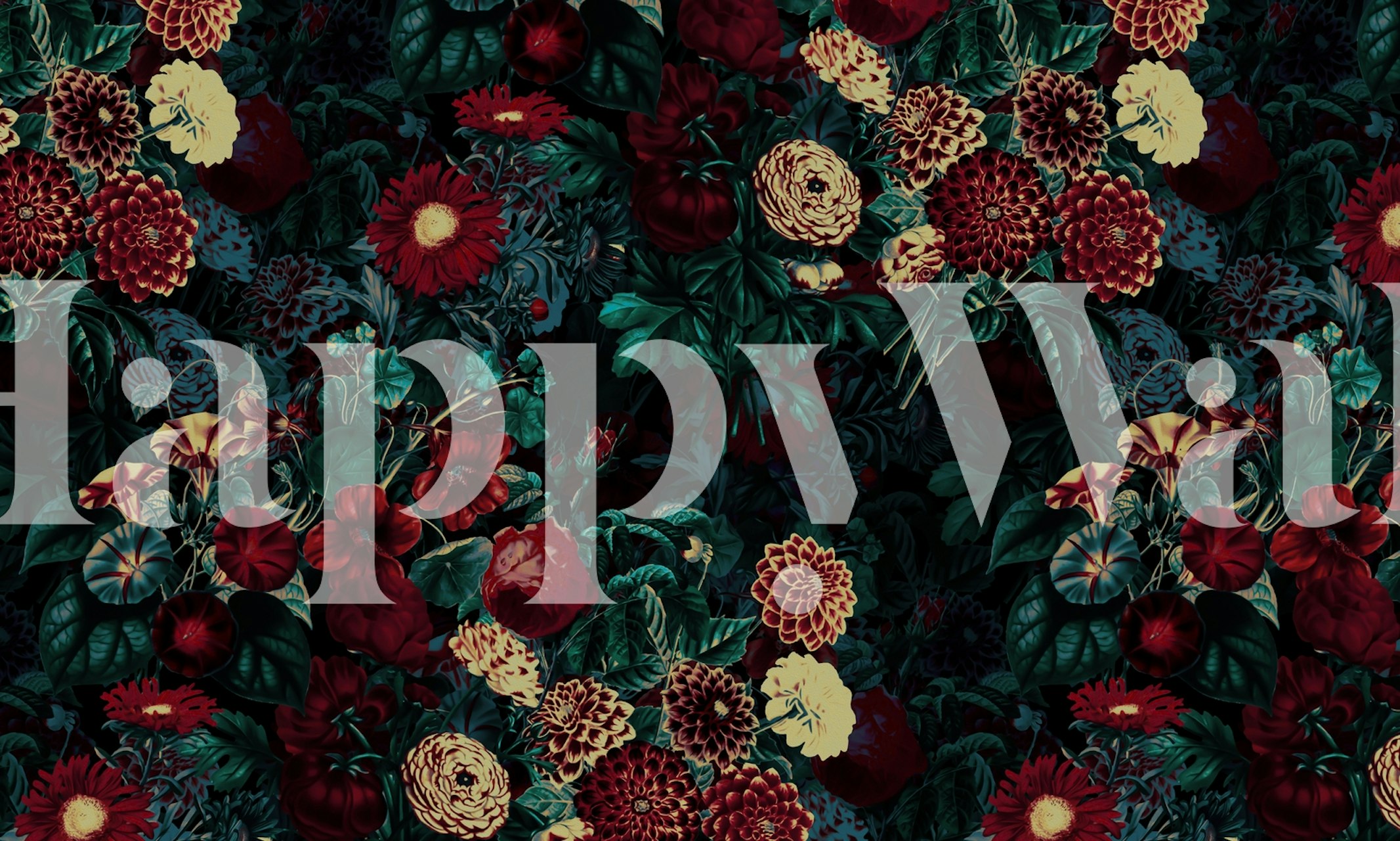 Szczegółowy widok tapety Night Garden XXXI z misternymi wzorami kwiatowymi i zwierzęcymi