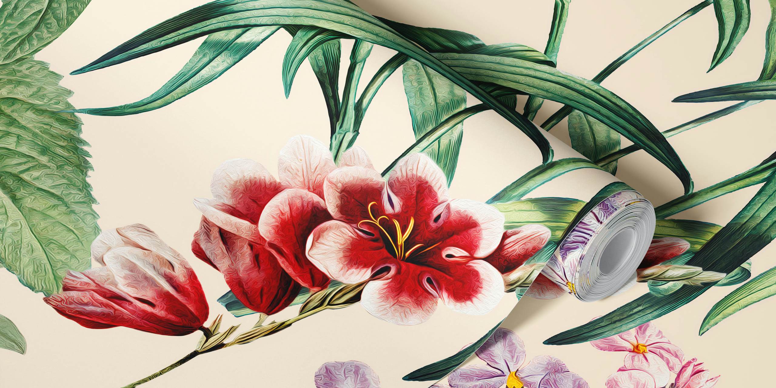 Šareni cvjetni zidni mural Čarobni vrt XXIII s raznim živim cvijećem i zelenilom