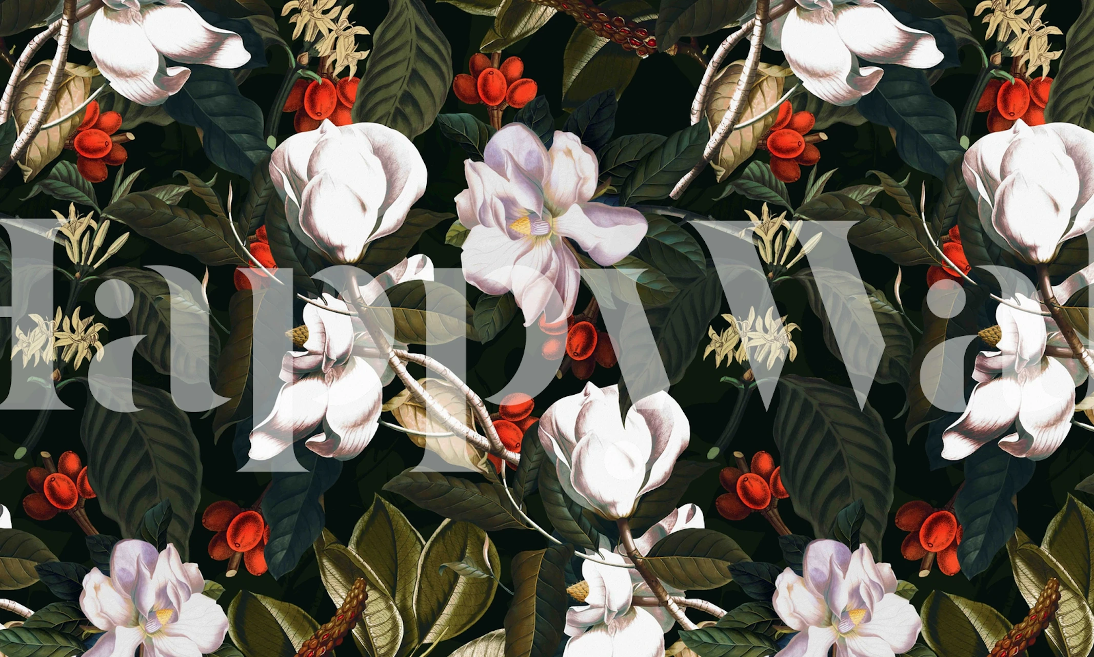 Midnight Garden VI-II floral wallpaper in a room