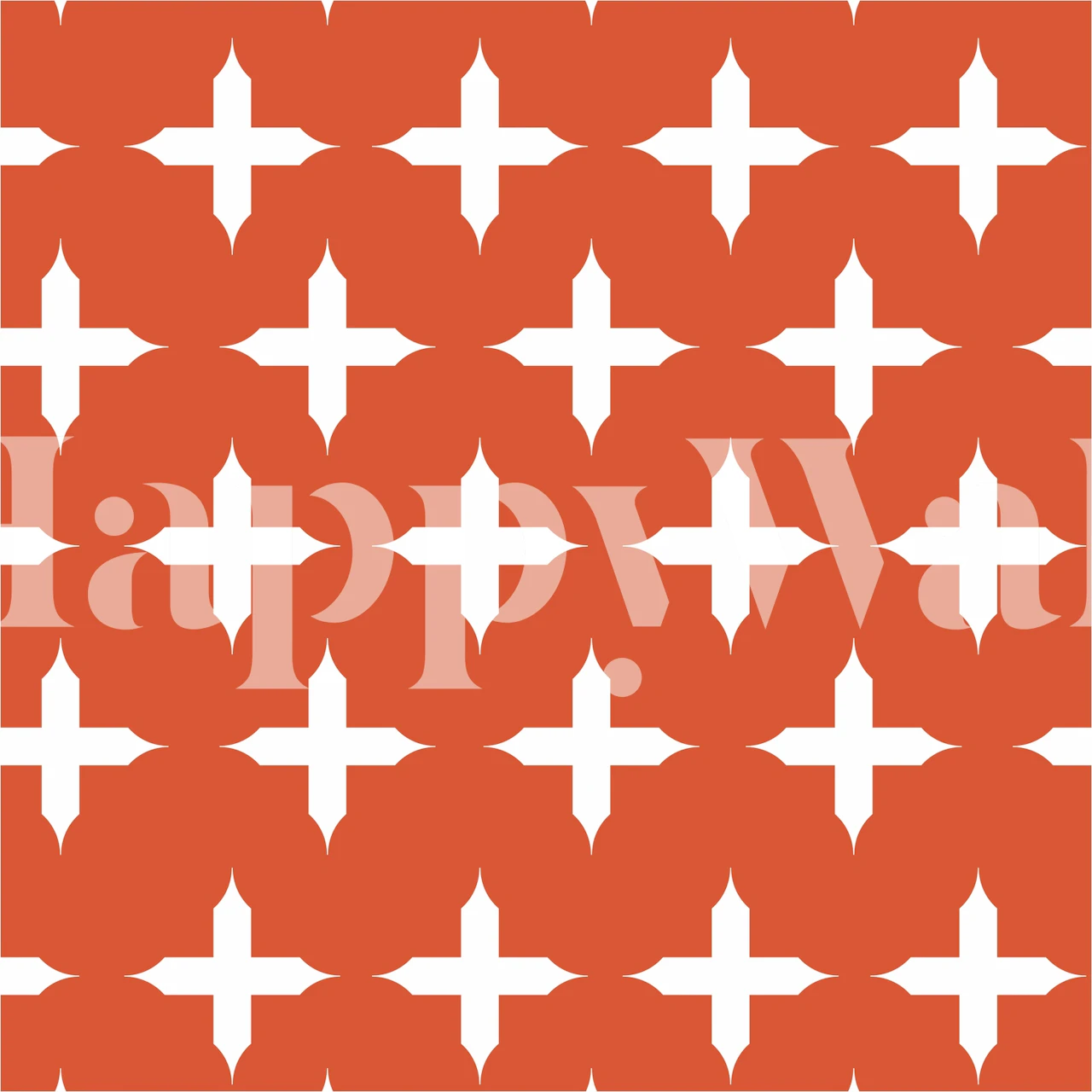 Geometric cross pattern in pumpkin orange and white wallpaper