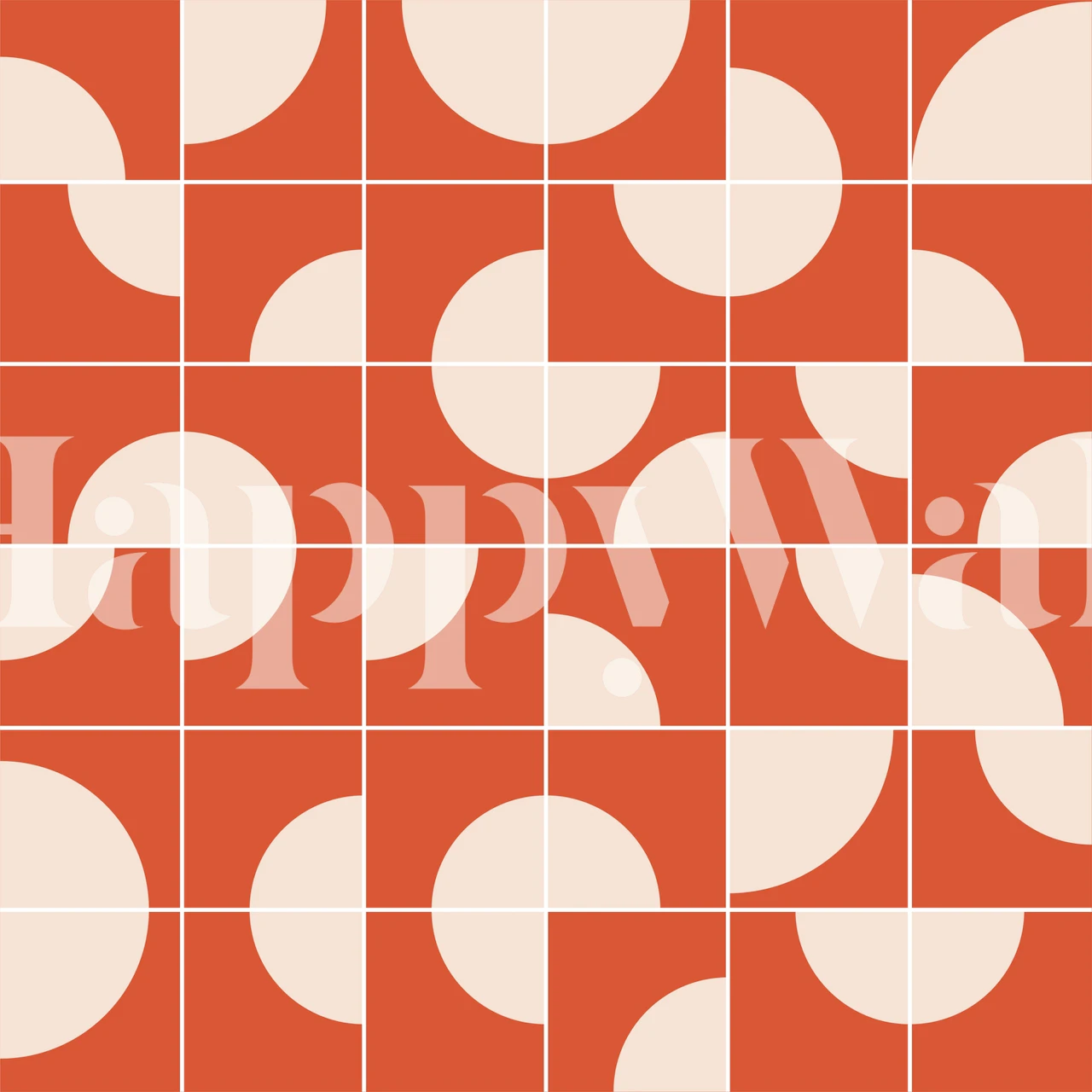 Geometric circles in ivory and orange wallpaper
