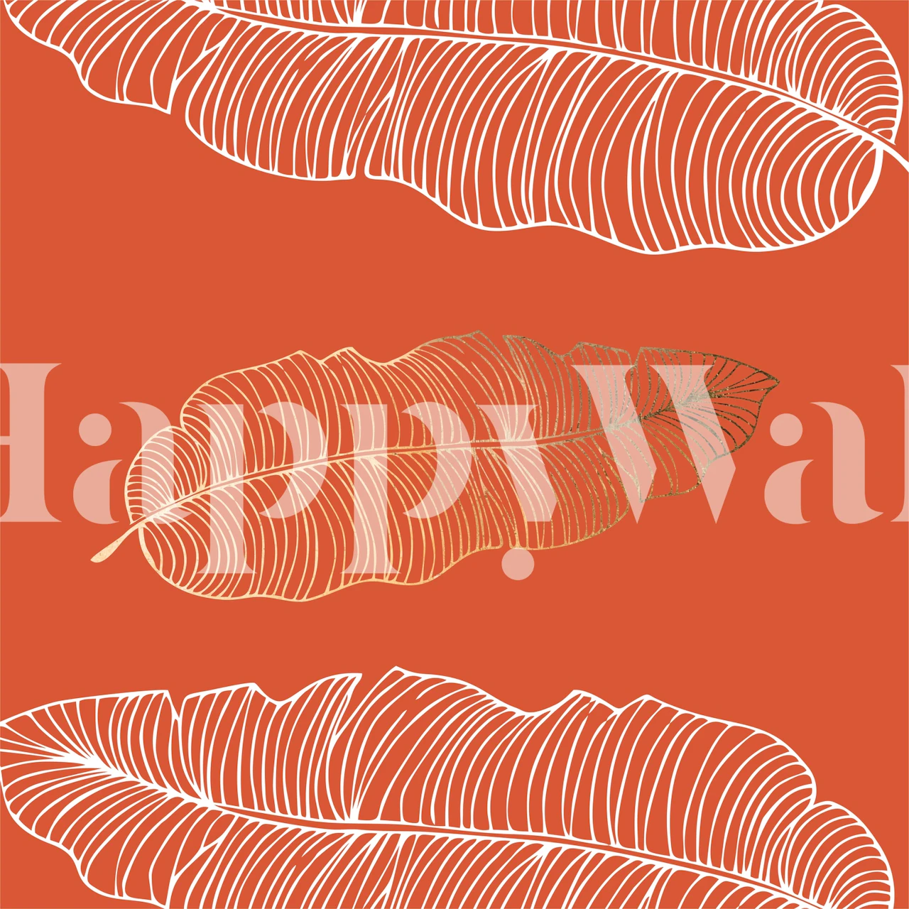 Orange Palm Leaves wallpaper in a room