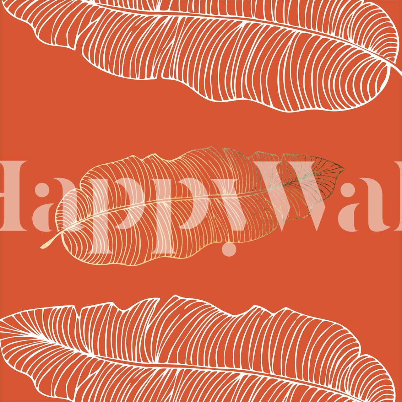 Orange Palm Leaves tapet i et rom