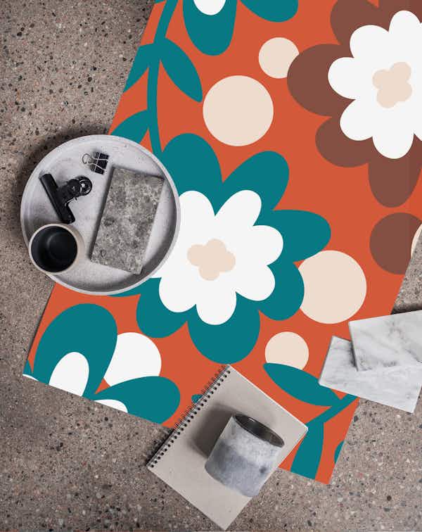 Bright flower pattern accent wallpaper Happywall