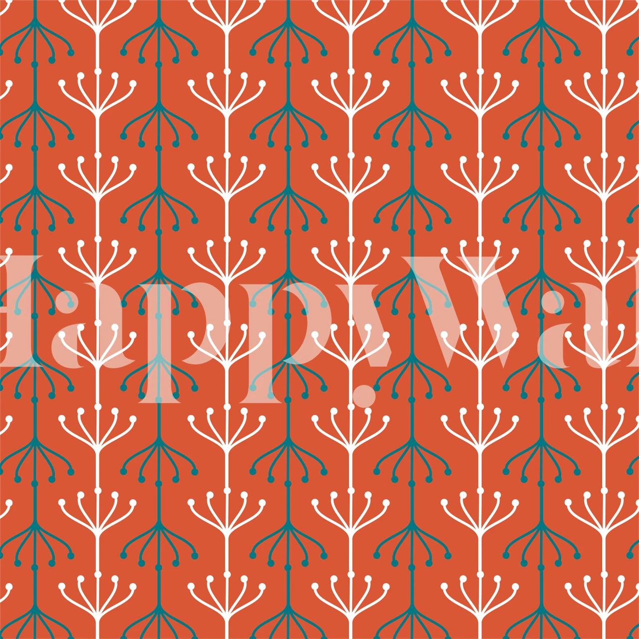 Extravagant rust orange accent con patrón Botánico