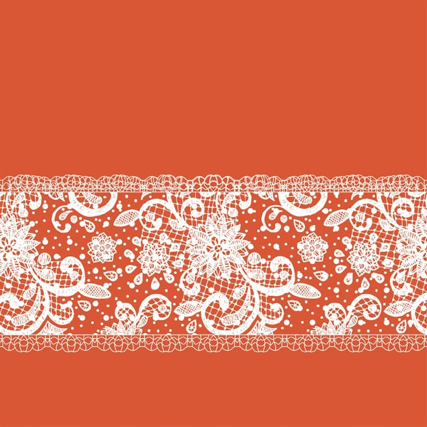 Orange Accent White Lace