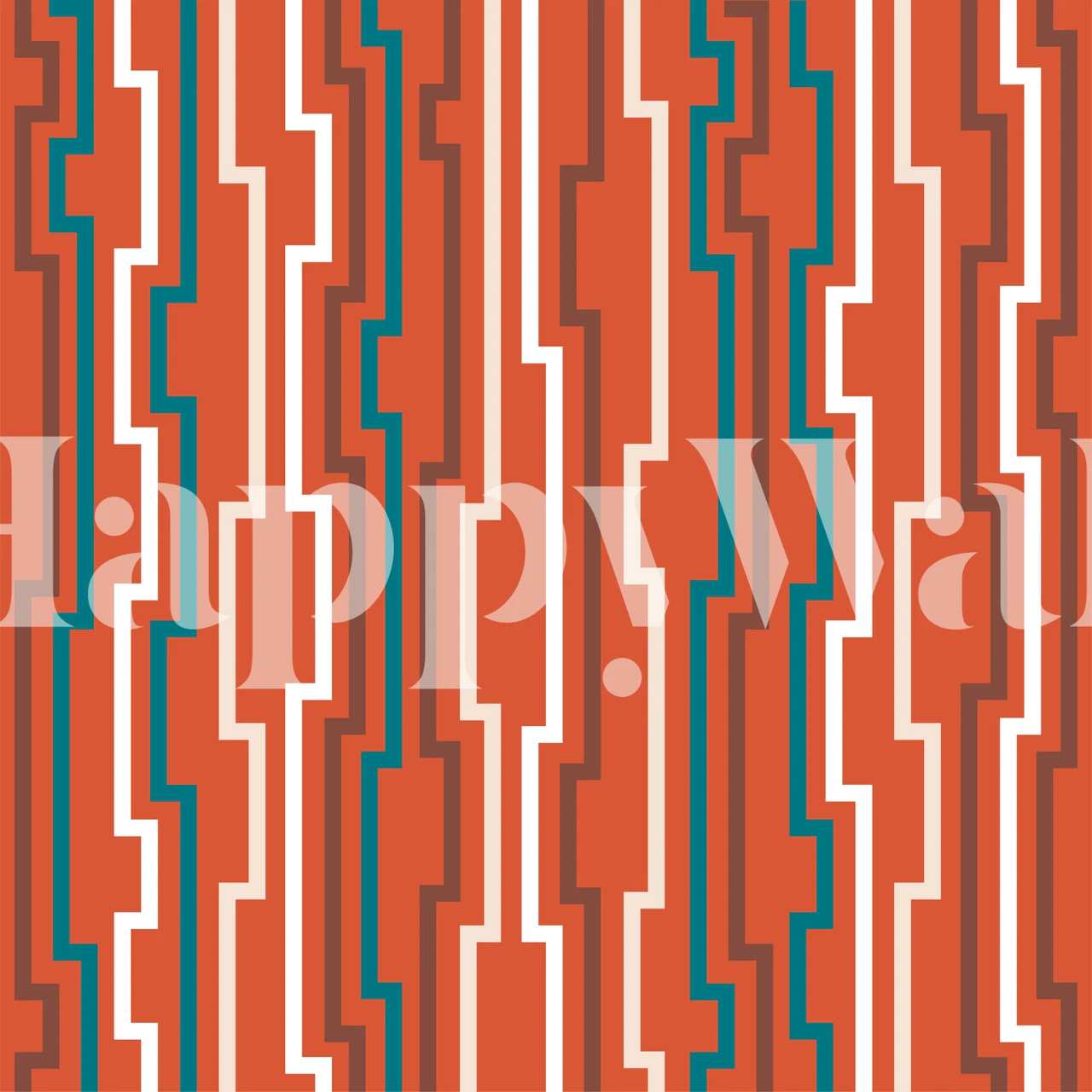 Warm Orange Stripe Accent tapet i ett rum