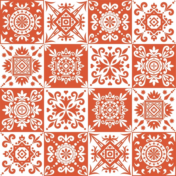 Spanish Rust White Pattern