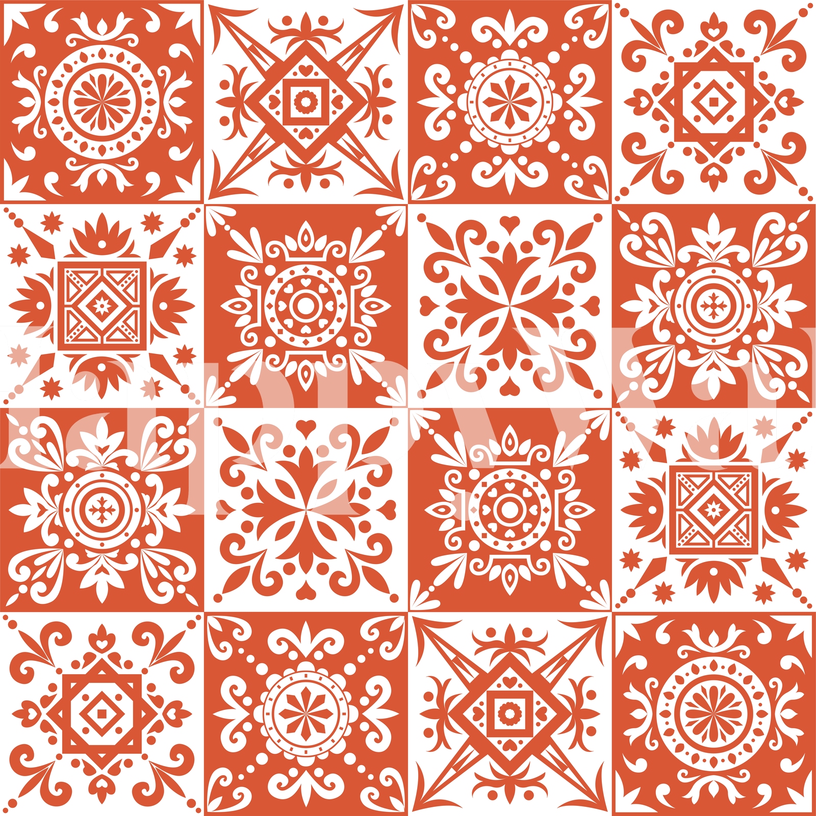 Spanish Rust White Pattern Wallpaper Shop Now on Happywall