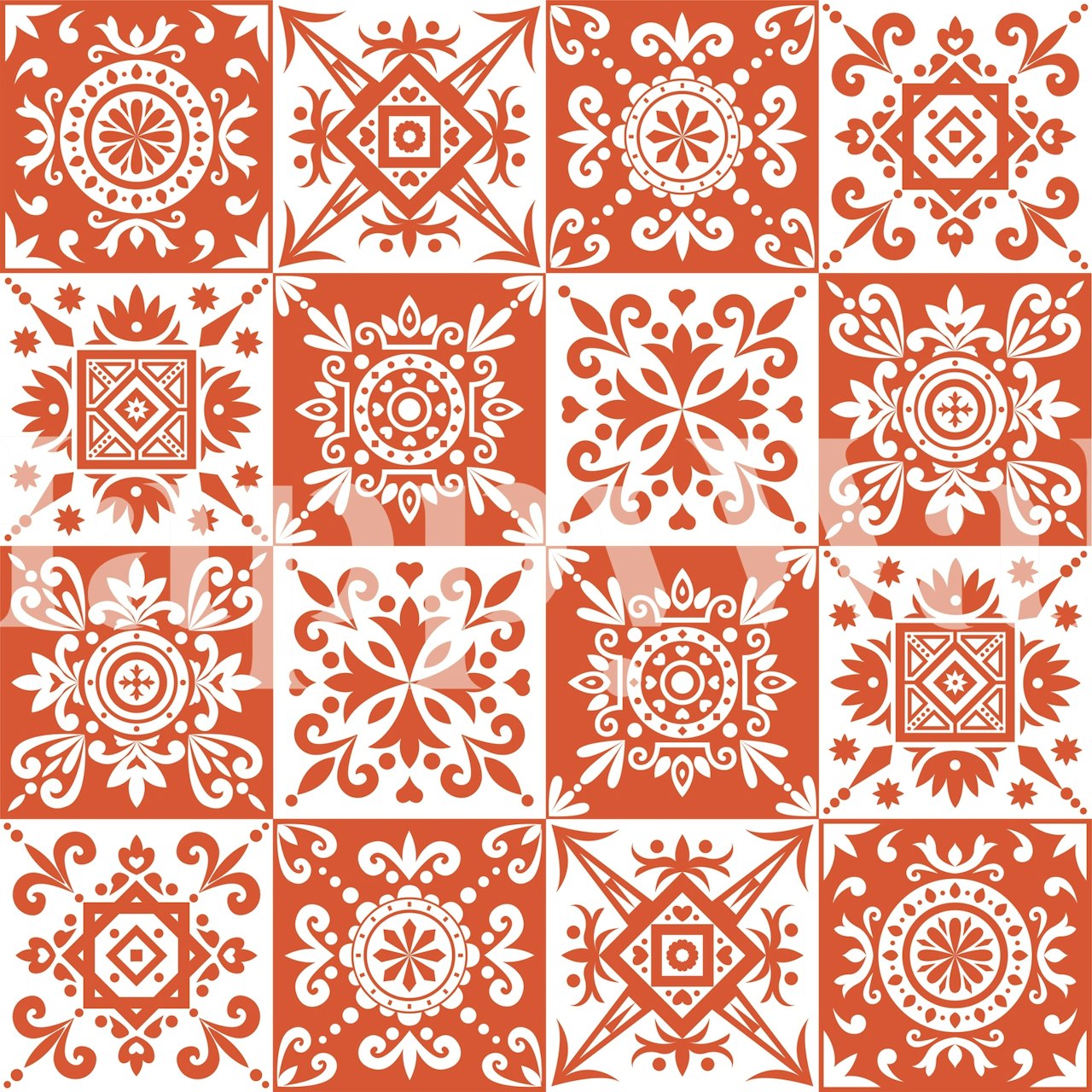 Tapeta Spanish Rust White Pattern w pokoju