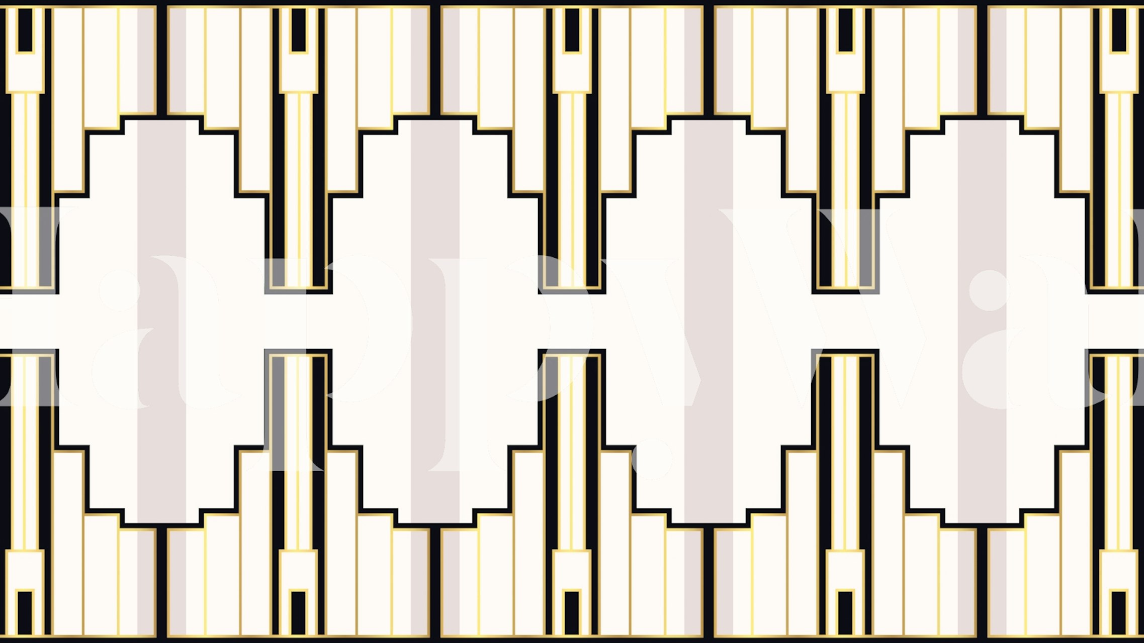 Art Deco ivory and gold geometric pattern wallpaper