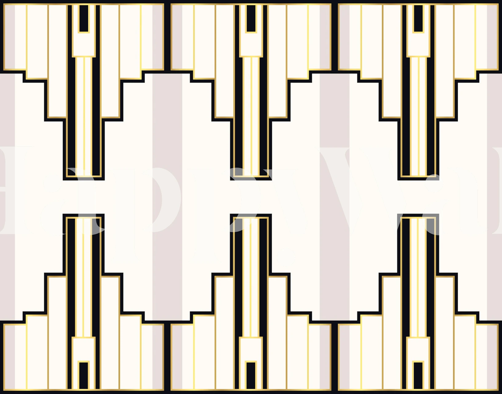 Art Deco Ivory Gold tapet i et stilfuldt rum