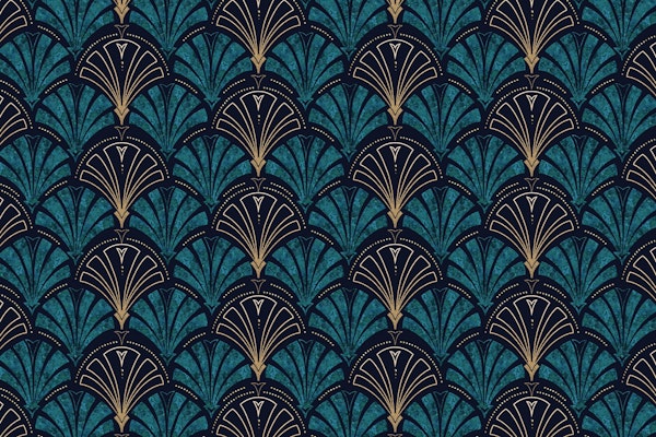 Gold Teal Art Deco Pattern