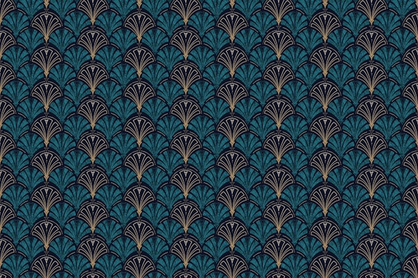 Gold Teal Art Deco Pattern 2