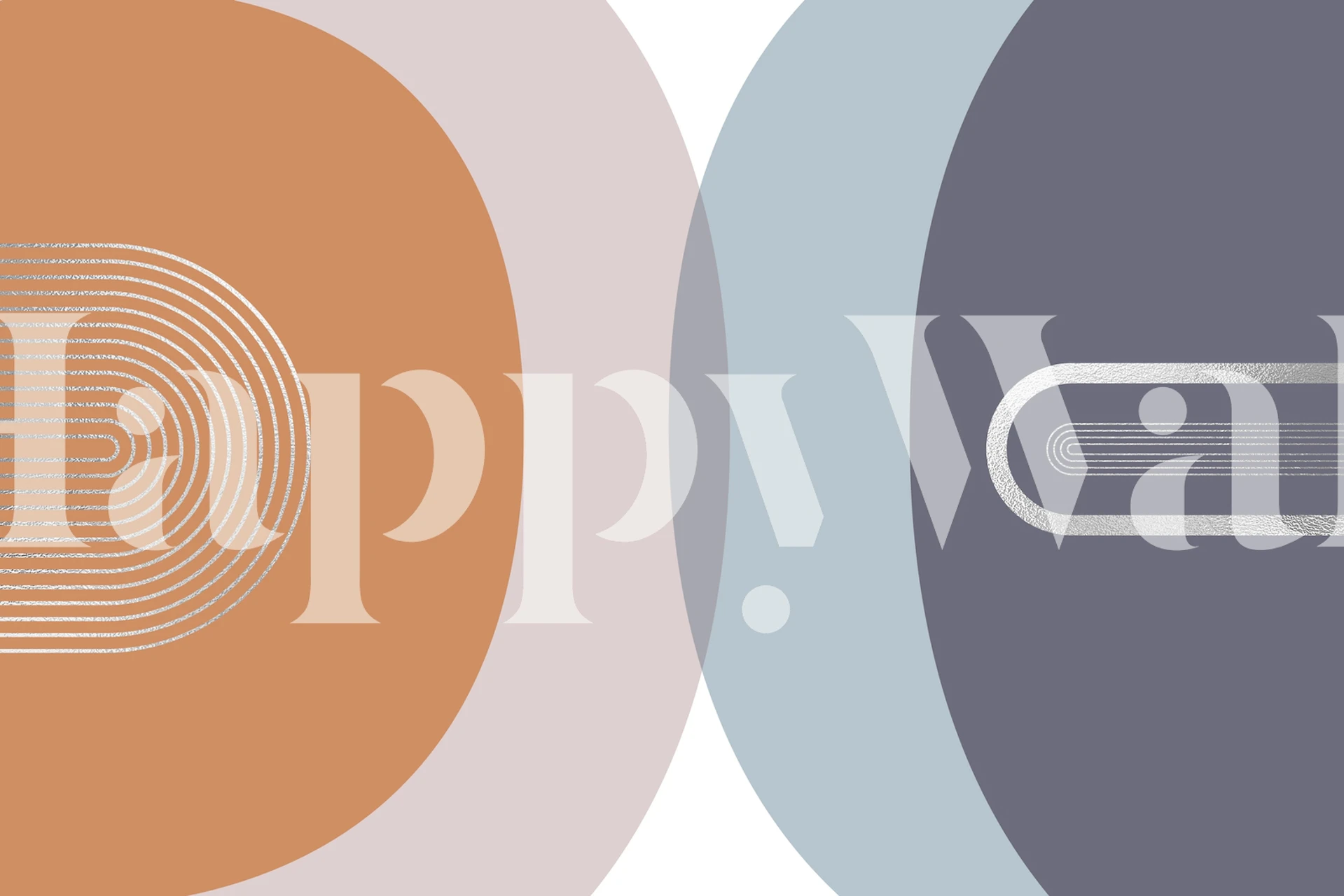 Moderne Mid Century Arches muurschildering met aardetinten en retro vormen