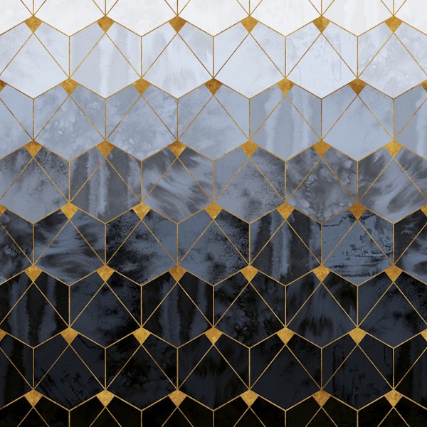 Ocean Floor Soft Blue Hexagons